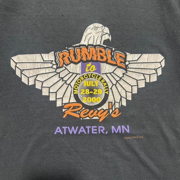 Vintage Y2K Faded Black Wings Tribal Biker Tee Mens XL Faded Black Eagle Shirt - Picture 2 of 4